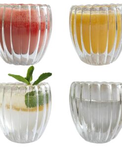 Kaffeeglase Set Latte Macchiato, 4x250ml Doppelwandig Glas für Kaffee, Cappuccino, Tee, Eis, Americano, Milch, Saft, Bie