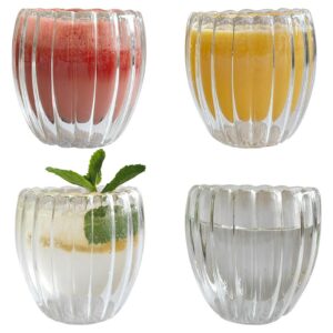 Kaffeeglase Set Latte Macchiato, 4x250ml Doppelwandig Glas für Kaffee, Cappuccino, Tee, Eis, Americano, Milch, Saft, Bie