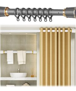Teleskopstange Vorhang Grau 260-350cm Rollstabe ohne Bohren Badezimmer Schlafzimmer