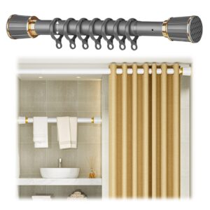 Teleskopstange Vorhang Grau 260-350cm Rollstabe ohne Bohren Badezimmer Schlafzimmer
