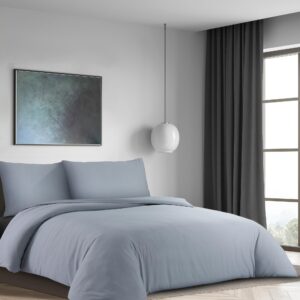 LYMA Bedding Oeko-TEX-Zertifiziert, Premium Weiches Doppelt Gebürstete Bettwäsche Set (Licht Grau, 155x220+80x80cm) LY