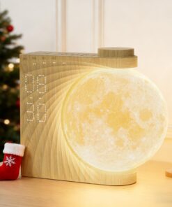 3D-Mondlampe mit automatischer Rotation für Kinder, Mondlampe mit RGB 8 Farben als Wecker für Mädchen, Tageslichtwecker