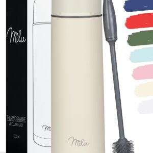 Milu Isolierte Edelstahl-Thermosflasche 500ml - 100% Auslaufsicher, Doppelwandisolierung, Buttercream