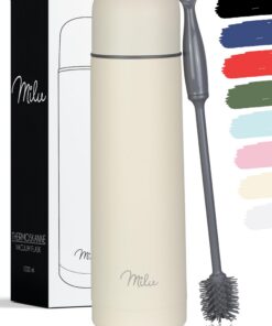 Milu Isolierte Edelstahl-Thermosflasche 500ml - 100% Auslaufsicher, Doppelwandisolierung, Buttercream