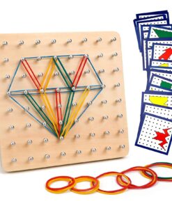 Homealexa Holz Geoboard-Set für Kinder, Geometriebrett Montessori, Inspirieren Phantasie und Kreativität