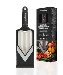 Microplane Verstellbarer Gemüsehobel Edelstahl V-Klinge Julienne Fingerschutz