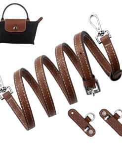 SOPROM Schultergurt für Longchamp Tasche Damen, Leather Replacement Strap Braun&Silber 11mm