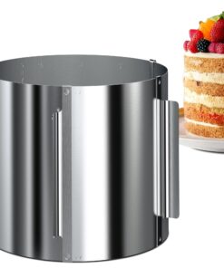 Edelstahl Menz Tortenring verstellbar hoch 20 cm - stabiler Backring rund für profesionelle Bäcker und Desserts-Delikase