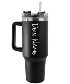 Tumbler Trinkbecher mit Strohhalm + Thermobecher hält kühl oder warm + Trinkbar für Auto und Office (Schwarz) Tumbler