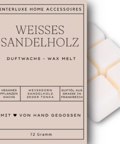 Interluxe Duftmelt Weißes Sandelholz für Indoor-Aromamöbel | Interluxe 100% pflanzlich Duftwachs für Duftlampe | Interl