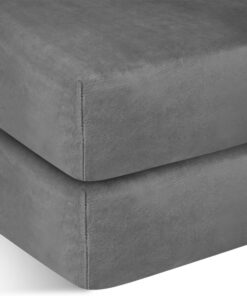 Normani weiche Flanell Spannbettlaken Anthrazit Größe 90-100 cm x 200 cm - warme Winter Spannbettbezide mit Cashmere Tou
