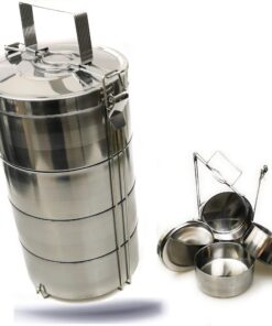 Kerafactum Essenträger Edelstahl Transportbehälter 4 Box 3,6 Litre Warmhaltefunktion Ideal für Indian Lunchbox Kerafac