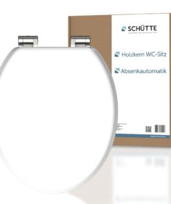 Toilettendeckel SCHÜTTE Absenkautomatik Weiß | Holzschüssel SCHÜTTE mit MDF Klodeckel 175kg Belastbar | Toilettendeckel