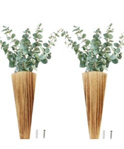 2er Set Holz Wandvase für Trockenblumen - Indoor Wandbehang Blumenvase