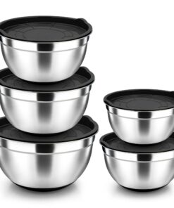 Herogo Rührschüssel 5-Teilig Edelstahl Salatschüsselset (4,5/2,7/1,5/1,2/0,7 L)