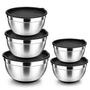 Herogo Rührschüssel 5-Teilig Edelstahl Salatschüsselset (4,5/2,7/1,5/1,2/0,7 L)