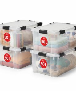Iris Ohyama luftdichte Kunststoff-Aufbewahrungsboxen 50L 4xSet transparent hermetisch wasserdichten Verschluss