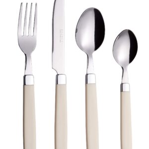 Exzact 16 Teiliges Edelstahl-Besteckset - Rostfreier Stahl mit farbigen Griffen - Essenz des Essens