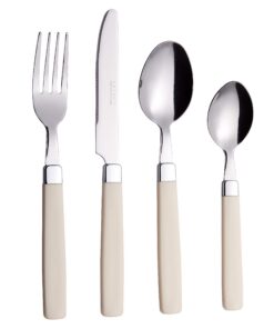 Exzact 16 Teiliges Edelstahl-Besteckset - Rostfreier Stahl mit farbigen Griffen - Essenz des Essens