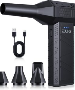 EUKI Elektrisches Staubgebläse, 3-Gang Druckluft, 5000mAh Akku, USB-C Schnellladung, für Computer und Outdoor