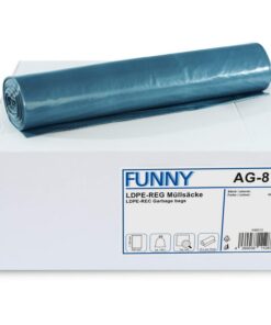 Funny Recycelte Müllsäcke in Blau 120l reißfeste gerollte Müllbeutel für Hauswärter, 700 x 1100 mm, 1er Pack (1 x 150 St