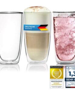 Dimono® Doppelwandiges Borosilikatglas Trinkglas 2er Set – Isolierend für Latte Macchiato, Longdrink & Cocktails