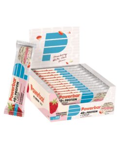 Powerbar 40% Protein+Crisp Strawberry White Choc 12x40g Zuckerarm Riegel - High Protein Riegel - Snack für Fitness-Lover