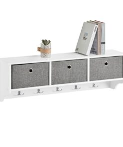 SoBuy Wandgarderobe mit 3 Körben 5 Haken Weiß 100x31x20cm FRG282-W Flurgarderobe