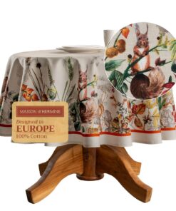 Maison d'Hermine Tischdecke rund 160 cm 100% Baumwolle OEKO-TEX STANDARD 100 Party-Zuhause Party Feste Hochzeit
