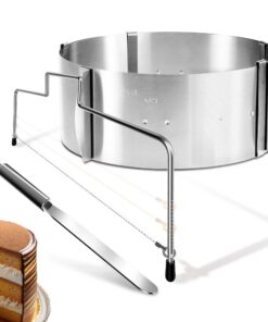 Edelstahl Tortenring und Schneidezimmer Set - professionelle Backzubereitung für Schichttorte | 3-teiliges Menz Torten-