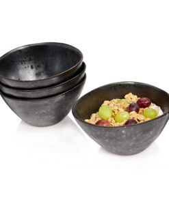 SÄNGERPremium 4-teiliges Müslischalen Set Tombey aus Steingut, 280ml Füllmenge für Müsli und Frühstück|Handgefertigt & P