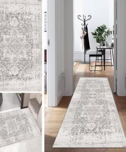 Boho Klassischer Flur Läufer Teppich Lang rutschfest Waschbar 40x60cm Modern | Vintage Boho Läufer Teppich Flur Abstrak