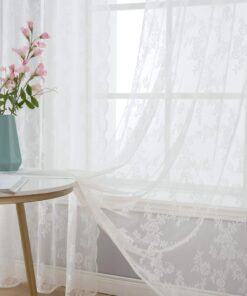 MIULEE Gardinen Spitze Wohnzimmer Schlafzimmer Dekor, 2XH175 x B150cm, Vintage Blumen Bestickte Vorhänge