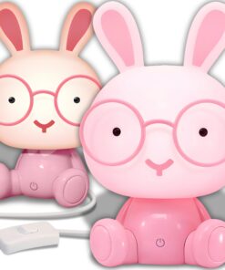 Retoo Hase Nachtlicht mit Farbwechsel und Helligkeitsregelung für Kinderzimmer, Schlafzimmer (Rosa)