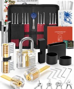 FAHEFANA 38+4-teiliges Lockpicking Set 2023 Upgrade Version für Professionelle Schlosser mit Entsperrungshandbuch