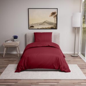 Dreamzie - Bettwäsche Set 155x220 cm mit 2 Kissenbezügen - Burgunderrot - für Erwachsene - 100% Mikrofaser - Oeko TEX Ze
