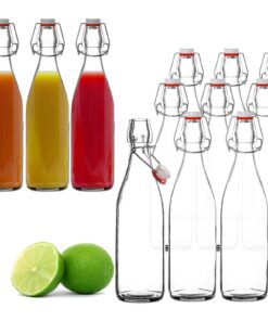 BigDean 12x 500ml Glasflasche Bügelverschluss - Perfekt für Milch, Saft & Öl