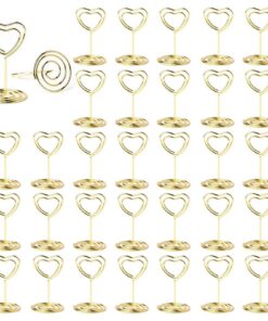 30 Stück Herzförmige Gold Tischkartenhalter, Fotohalter Kartenständer, für Hochzeiten, Bankette, Partys (Memohalter mit