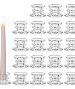 Glasseam Glas Kerzenhalter Stabkerzen 20er Set Klein für Hochzeit Weihnachten Tischdeko
