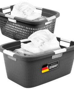Novaliv 40L Wäschekorb & Wäschewanne Set für Bad Wäsche - Großer Kapazitätskorb und Wäscheeimer inklusive