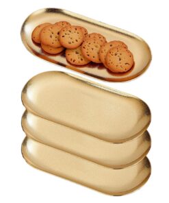 SANQIAHOME Gold Ellipse Vorspeisenteller 18x8cm 4er Set dicke Edelstahl für Sushi Dessert