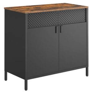 SONGMICS Metallschrank für Aufbewahrung, Doppeltür mit Magnetverschluss, verstellbarer Einlegeboden, 40 x 80 x 76 cm, vi