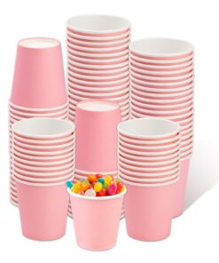 BUOKKON Einweg Rosa Pappbecher 85 ml für Badezimmer, Partyzubehör und Büros, perfekt für heiße und kalte Getränke, 100 S