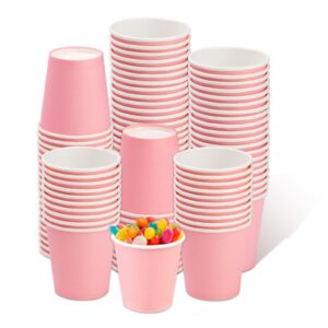 BUOKKON Einweg Rosa Pappbecher 85 ml für Badezimmer, Partyzubehör und Büros, perfekt für heiße und kalte Getränke, 100 S