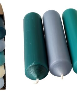 Kurze Stabkerzen in Blau 10 cm Ø 2,2 cm – 25er Set Blautöne Mix – Hochzeitsdekoration – 4h Brenndauer – Vintage Style –