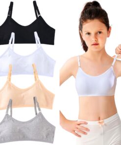 FILOWA Fest Gepolsterte Sport Bralette für Teenager 10-16 Jahre | Mehrfarbig | 4er-Pack | Baumwollunterwäsche