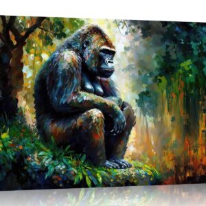 Artley Prints - Modern Abstrakt Gorilla Leinwandbilder Wohnzimmer Groß 86 x 61 cm
