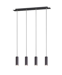 Modern Julie 4-Flamme-Pendellampe Schwarz Matt Metall, Esszimmer- und Küche-Optimierer, 4 x GU10 max. 35W, ø 6 cm, hochs
