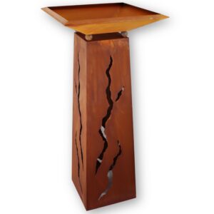 Rostikal Vintage Deko Blumensäule mit Schale 1 m Metall für draußen Garden Décor