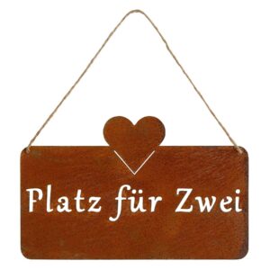 Manufaktur Lichtbogen Edelrost für Lieblingsplatz und Grillplatz Willkommen Schild Hängeschild